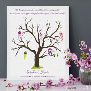 Fingerprint tree guest book back to school owl purple image 3