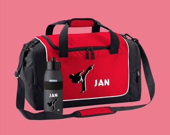 Sports bag 38 liters with name and martial arts motif