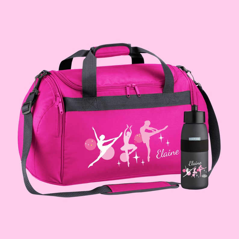 Sporttasche 26 Liter mit Namen und Motiv Ballerina Fuchsia