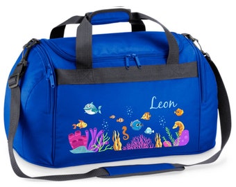 Sports bag 26 liters with name and motif underwater world