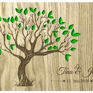 Personalized wooden wedding guest book with tree image 4