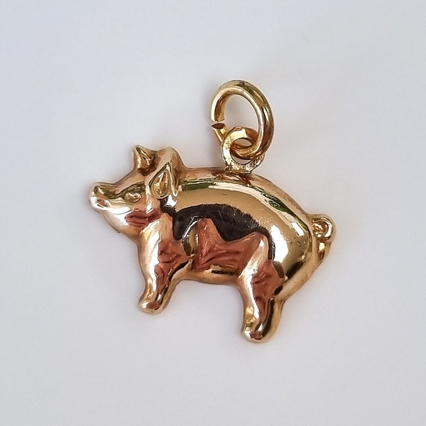 Vintage 9ct Yellow Gold Pig Charm
