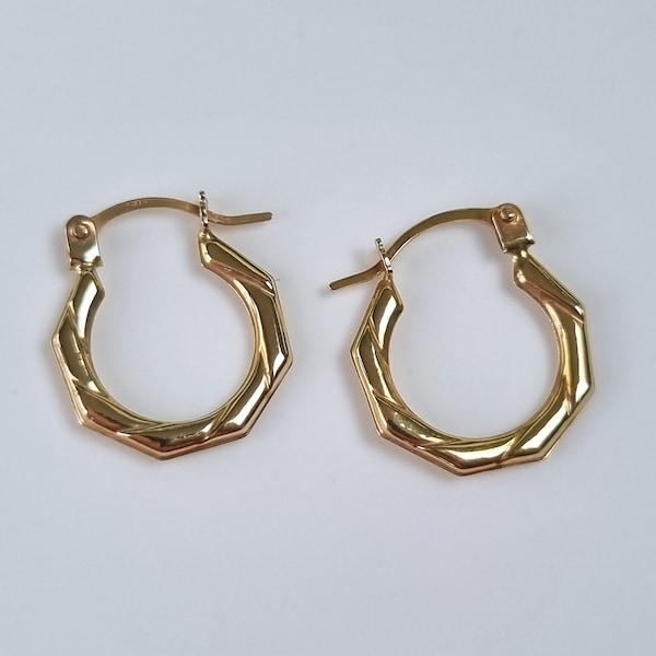 Vintage 9ct Gold Hoop Earrings, Ladies Gold Creole Dangly Hoops