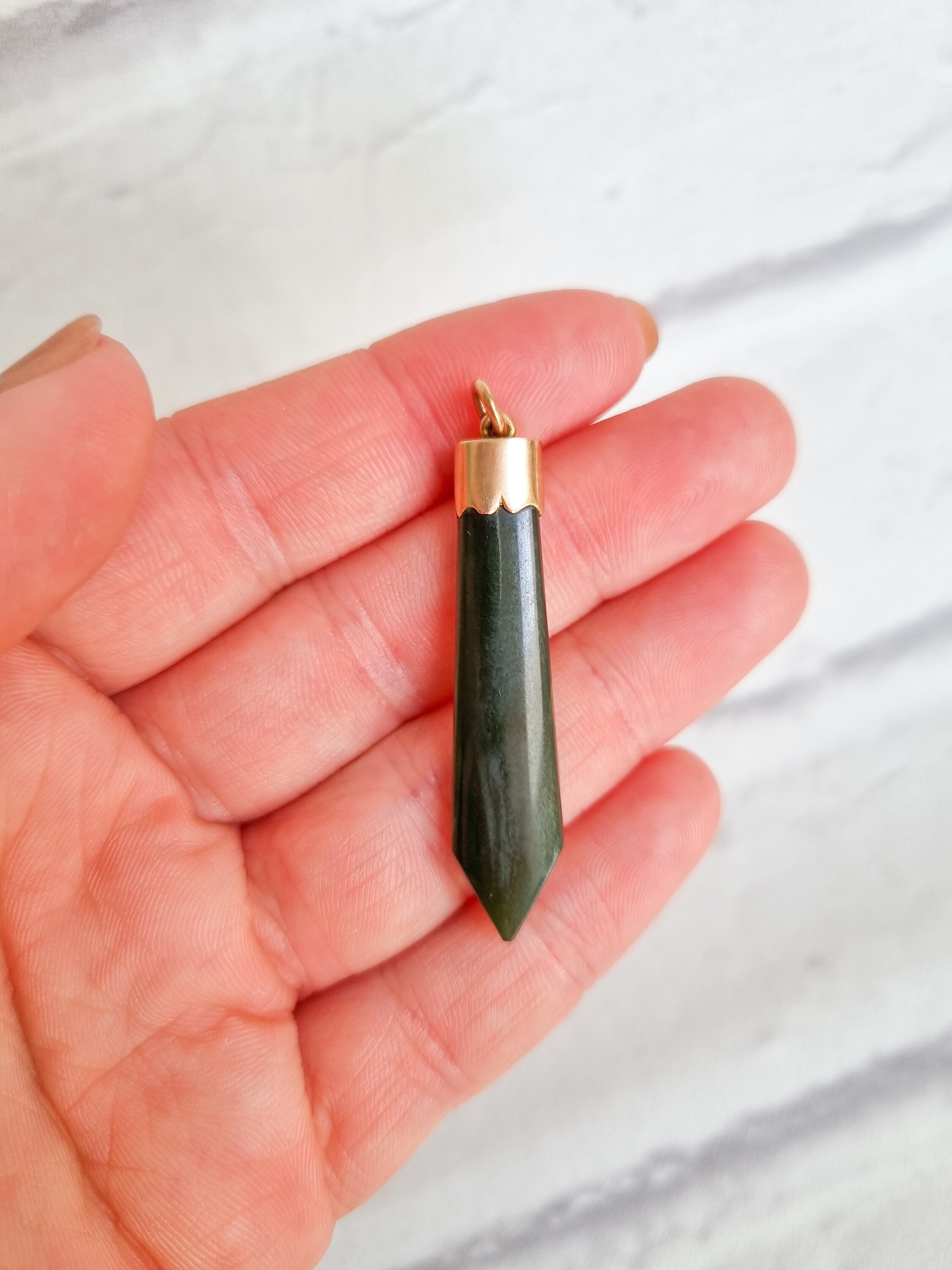 Vintage 9ct Gold Jade Pendant New Zealand Jade Necklace Etsy