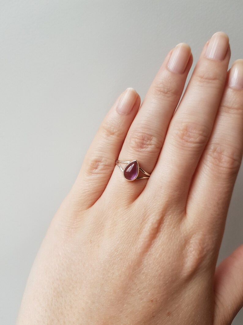 size 6.25 Vintage Silver Amethyst Pear Cut Ring amethyst jewelry amethyst promise ring amethyst engagement -february birthstone ring