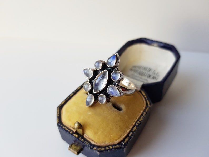 Vintage Silver Moonstone Ring statement ring size 10 moonstone jewellery vintage silver jewellery moonstone ring