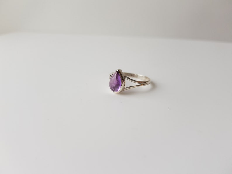 size 6.25 Vintage Silver Amethyst Pear Cut Ring amethyst jewelry amethyst promise ring amethyst engagement -february birthstone ring