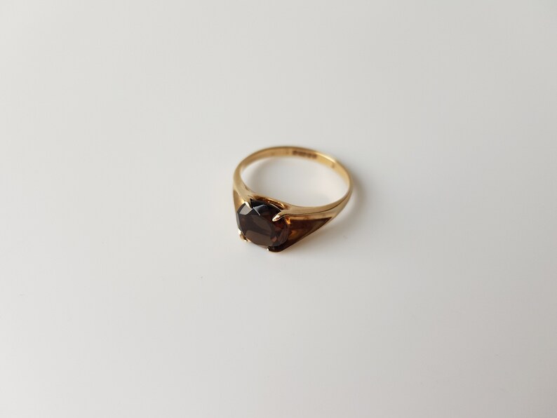 vintage engagement Vintage Gold Smoky Quartz Ring 9k gold ring smoky quartz jewellery