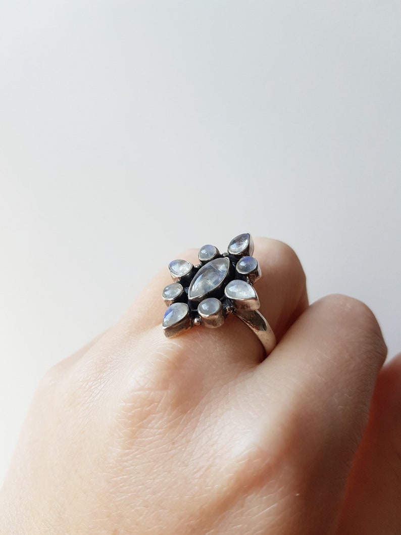 Vintage Silver Moonstone Ring statement ring size 10 moonstone jewellery vintage silver jewellery moonstone ring