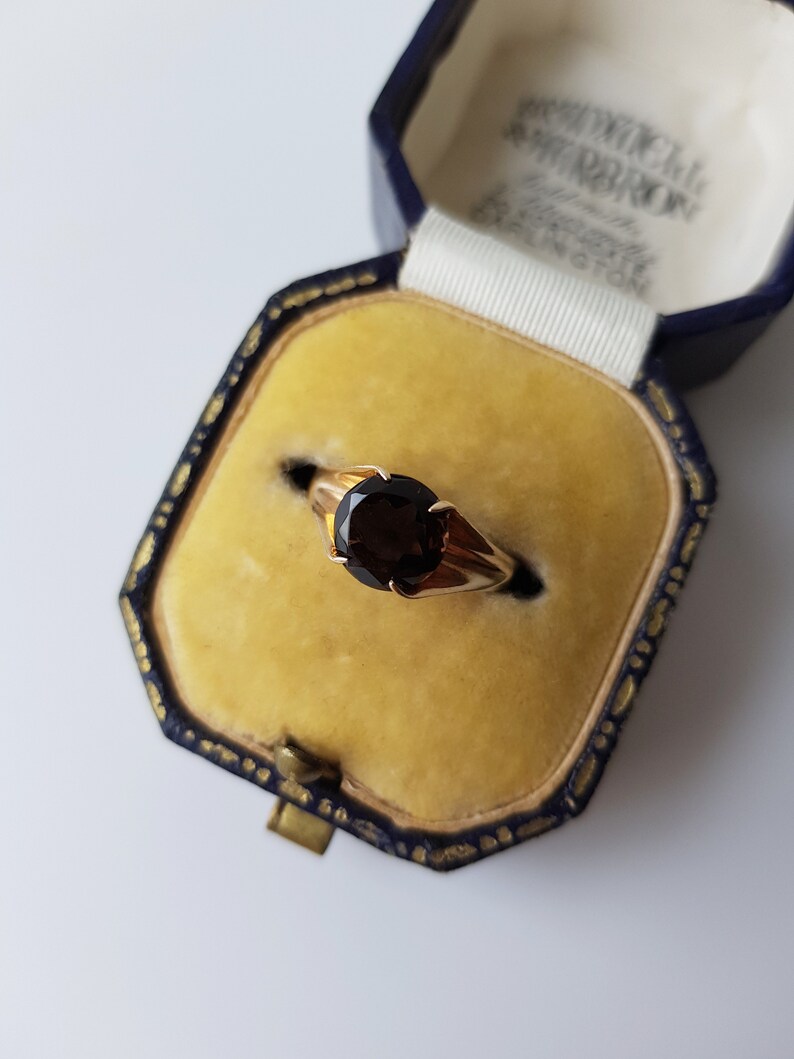 vintage engagement Vintage Gold Smoky Quartz Ring 9k gold ring smoky quartz jewellery