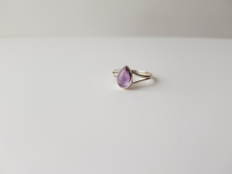 size 6.25 Vintage Silver Amethyst Pear Cut Ring amethyst jewelry amethyst promise ring amethyst engagement -february birthstone ring