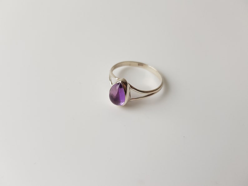 size 6.25 Vintage Silver Amethyst Pear Cut Ring amethyst jewelry amethyst promise ring amethyst engagement -february birthstone ring