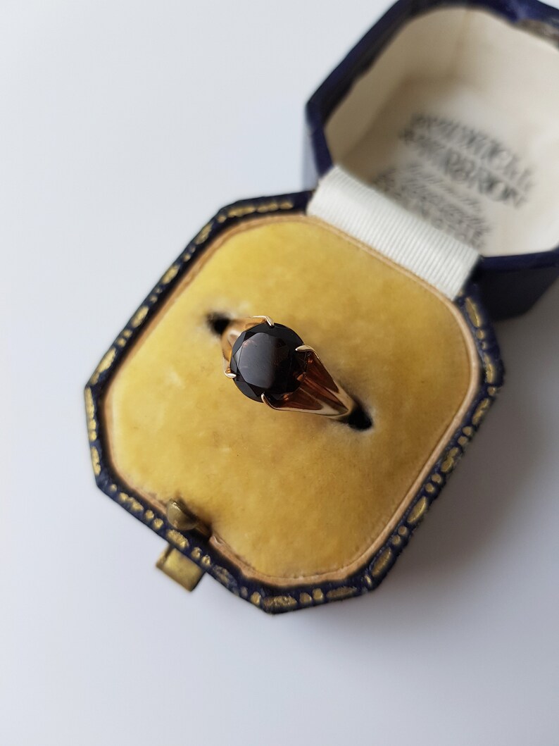 vintage engagement Vintage Gold Smoky Quartz Ring 9k gold ring smoky quartz jewellery