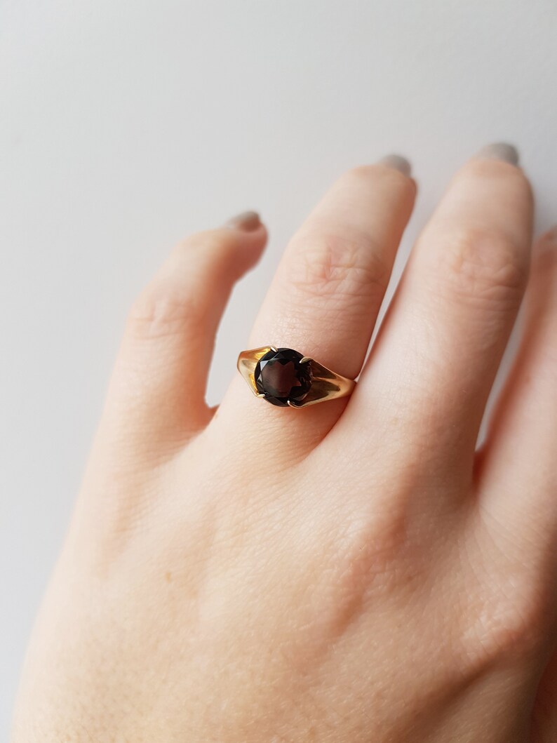 vintage engagement Vintage Gold Smoky Quartz Ring 9k gold ring smoky quartz jewellery