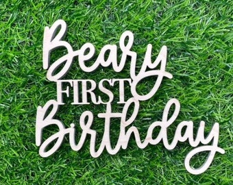 Beary First Birthday Sign, Party Backdrop Sign, Boy First Anniversary Banner, Teddy Bear Theme Birthday Party, One Year Boy Decoration
