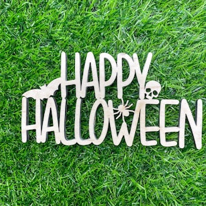 Happy Halloween Backdrop Wooden Sign, Laser Cut Halloween Celebration, Halloween Party Decoration