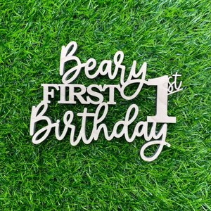 Beary First Birthday Sign, Party Backdrop Sign, Boy First Anniversary Banner, Teddy Bear Theme Birthday Party, One Year Boy Decoration