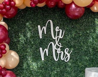 Wedding Backdrop Decor, Mr. And Mrs. Wooden Sign, Mr and Mrs Sign for head table, Wedding Laser Cut Name Sign