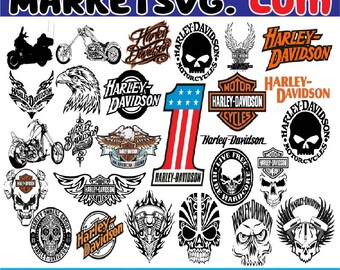 Bundle 27 fichiers Harley Davidson Svg, Bundle, Svg Harley Davidson, Svg moto, Svg moto, Svg marque moteurs, Logos moteurs Svg