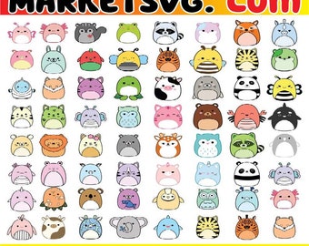 Squishmallow animals PNG SVG clipart cricut designs bundle images on transparent background sublimation design for cricut birthday