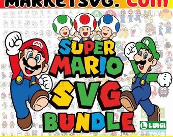 Super Mario Bundle Svg, Mario Family Svg, Mario Svg Cut Files For Cricut, Mario Alphabet, Silhouette, Clipart, Instant Download, Layered Svg