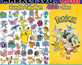 Lot de 400 fichiers Pokemon Svg, Pokemon en couches Pokemon, plus de 200 personnages, Pokemon Png, fichiers Clipart Pokemon, Pikachu Svg, Png