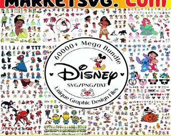 60000+ Mega Svg Bundle Cricut File LAYERED, Mickey Mouse, Minnie, Frozen, Moana, Ariel, Elsa, Stitch, Toy Story, Pooh PNG SVG