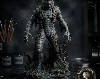 Gothic Sea Monster Statue, 3D Printed PLA Figurine with Stone Effect Finish