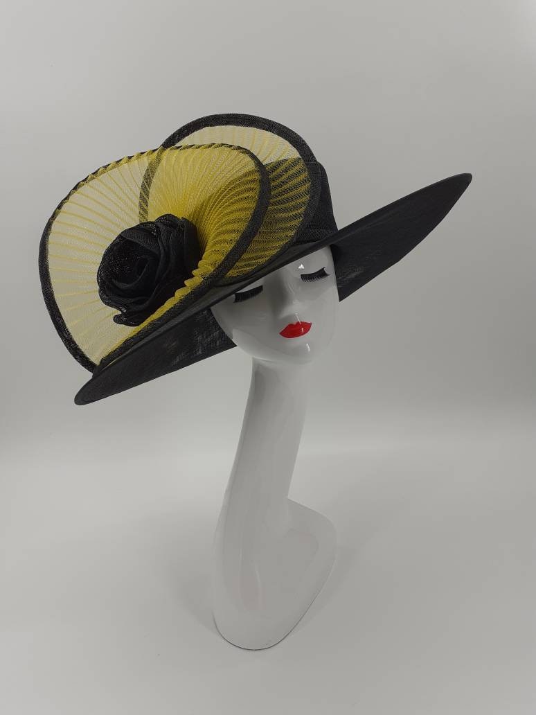 Black and Yellow Women\'s Hat Black and Yellow Derby Fascinator Hat - Black Kentukcy Derby  main image 4