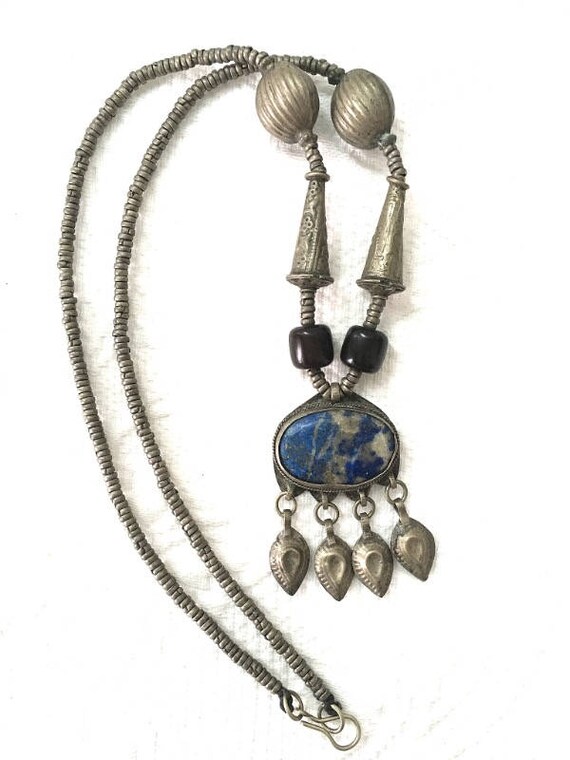 Vintage Turquoise Necklace, African Necklace, Bo