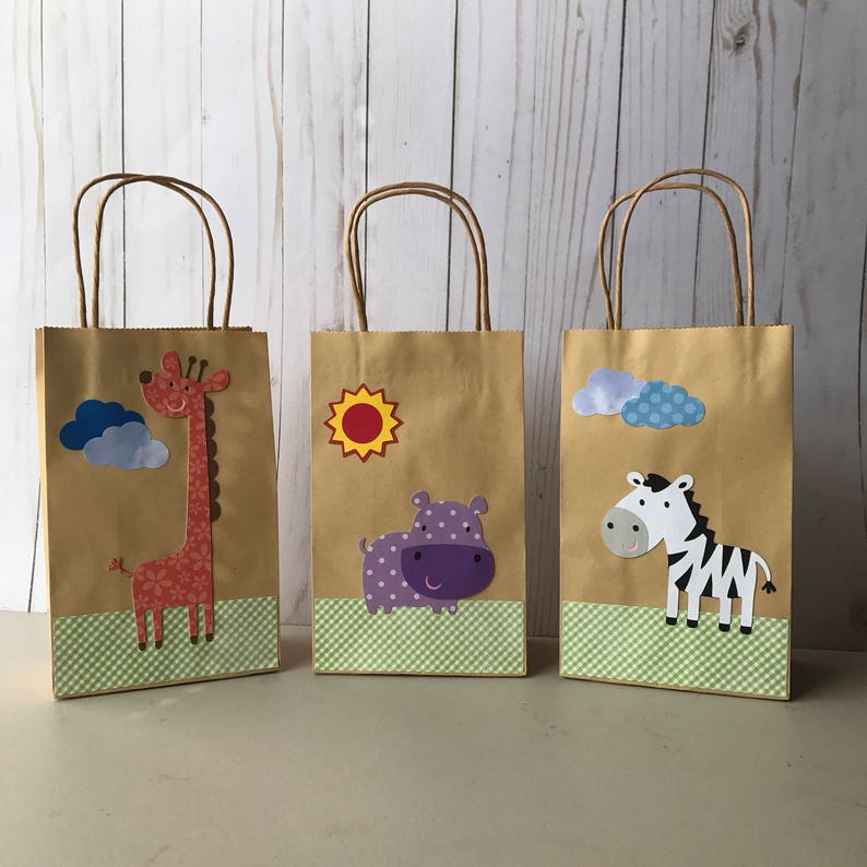 Set of 8 Safari favor bags jungle animals favor bags safari Etsy