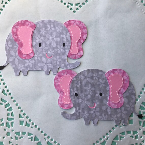 Pink And Gray Elephants Cut Outs Baby Shower Decorations Etsy