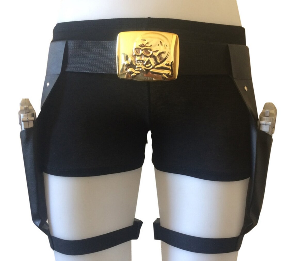 Lara Croft Quality Leg Holsters, 2 X Blue Guns Skull Buckle Etsy