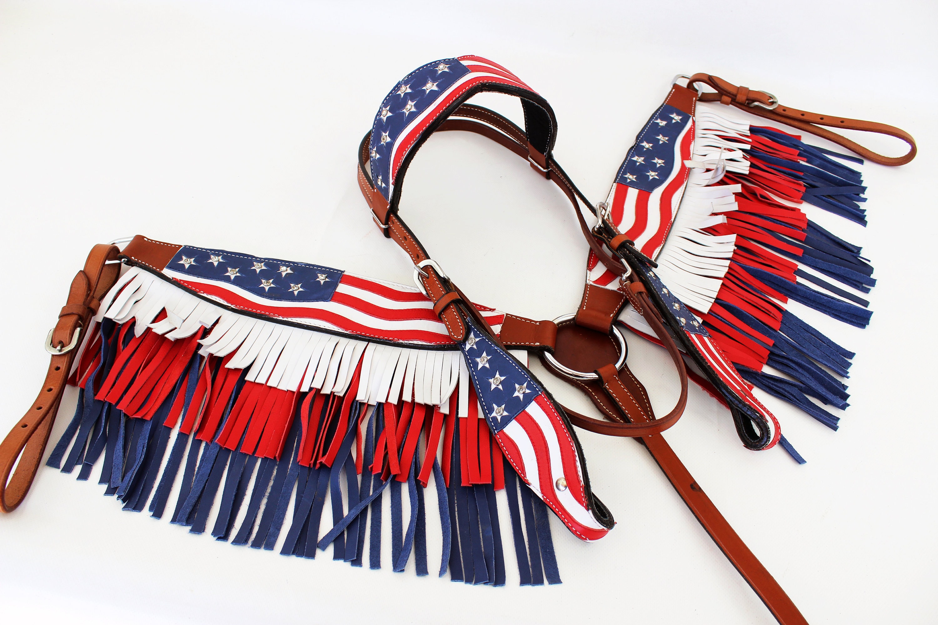 Made To order Western Horse Bridle set USA Red White & Blue Etsy