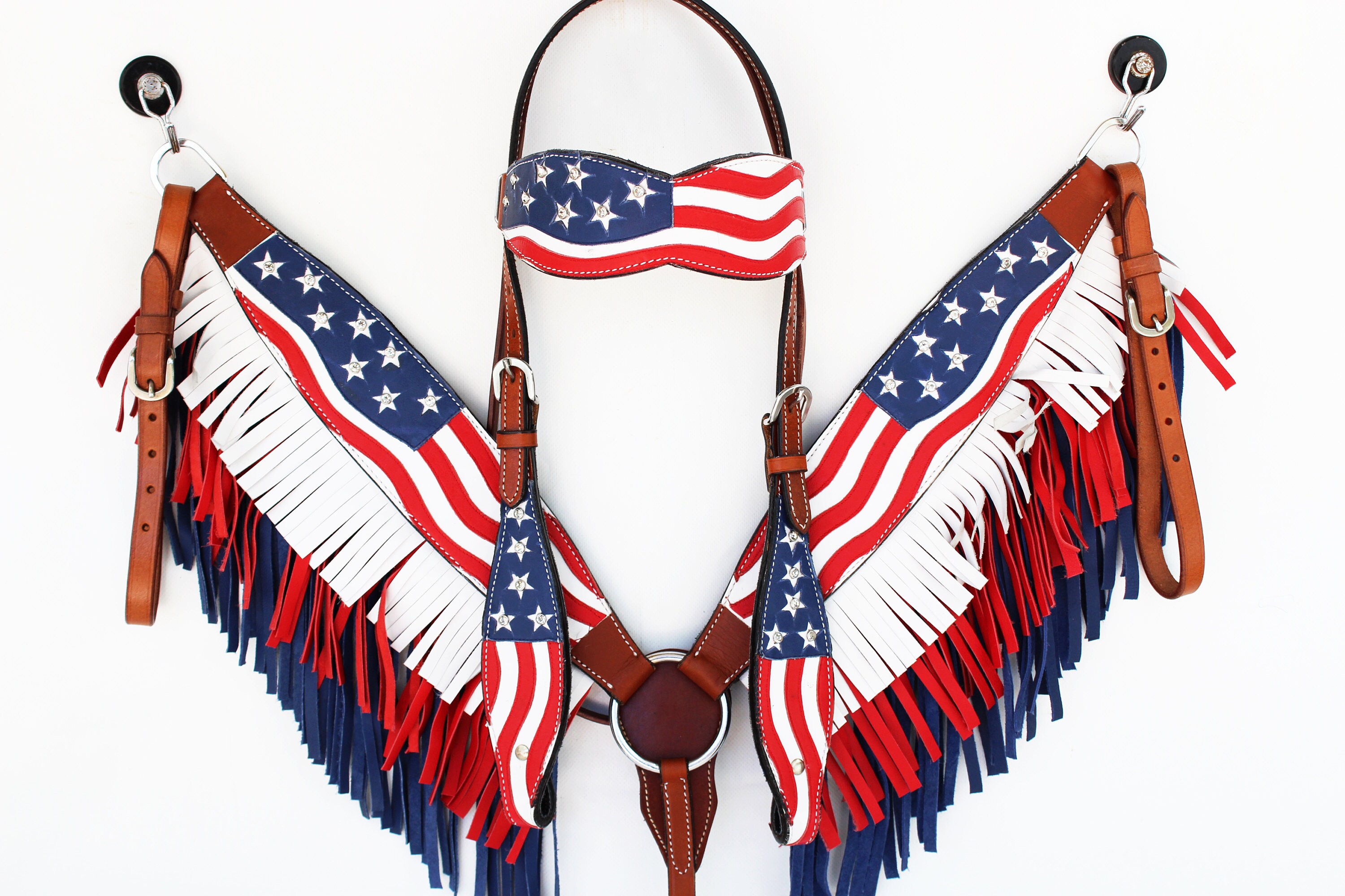 Made To order Western Horse Bridle set USA Red White & Blue Etsy