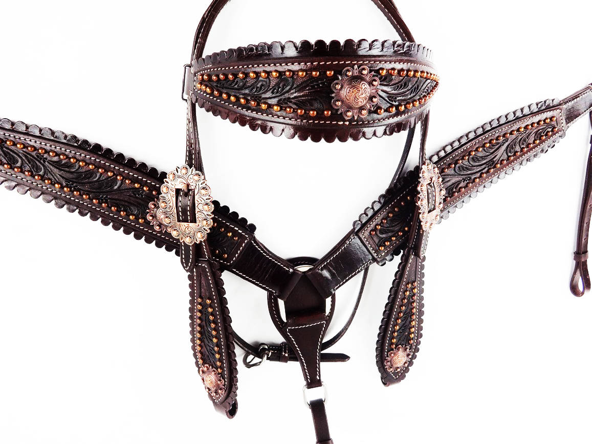 Made to order Custom Horse Bridle set Leather & Copper Etsy