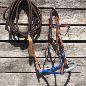 Horse-Bosal-Handmade-Western-Horse-Tack-Silver-Blue-Leather-Rawhide-Bosal -Lead-Working-Ranch-Bridle-Headstall-Trail Horse-Tack-Equine