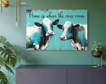 Custom METAL SIGN Farmhouse Wall Decor Cattle Cow Sign Rustic Cow Decor Large Living Room Wall Art Print Cow