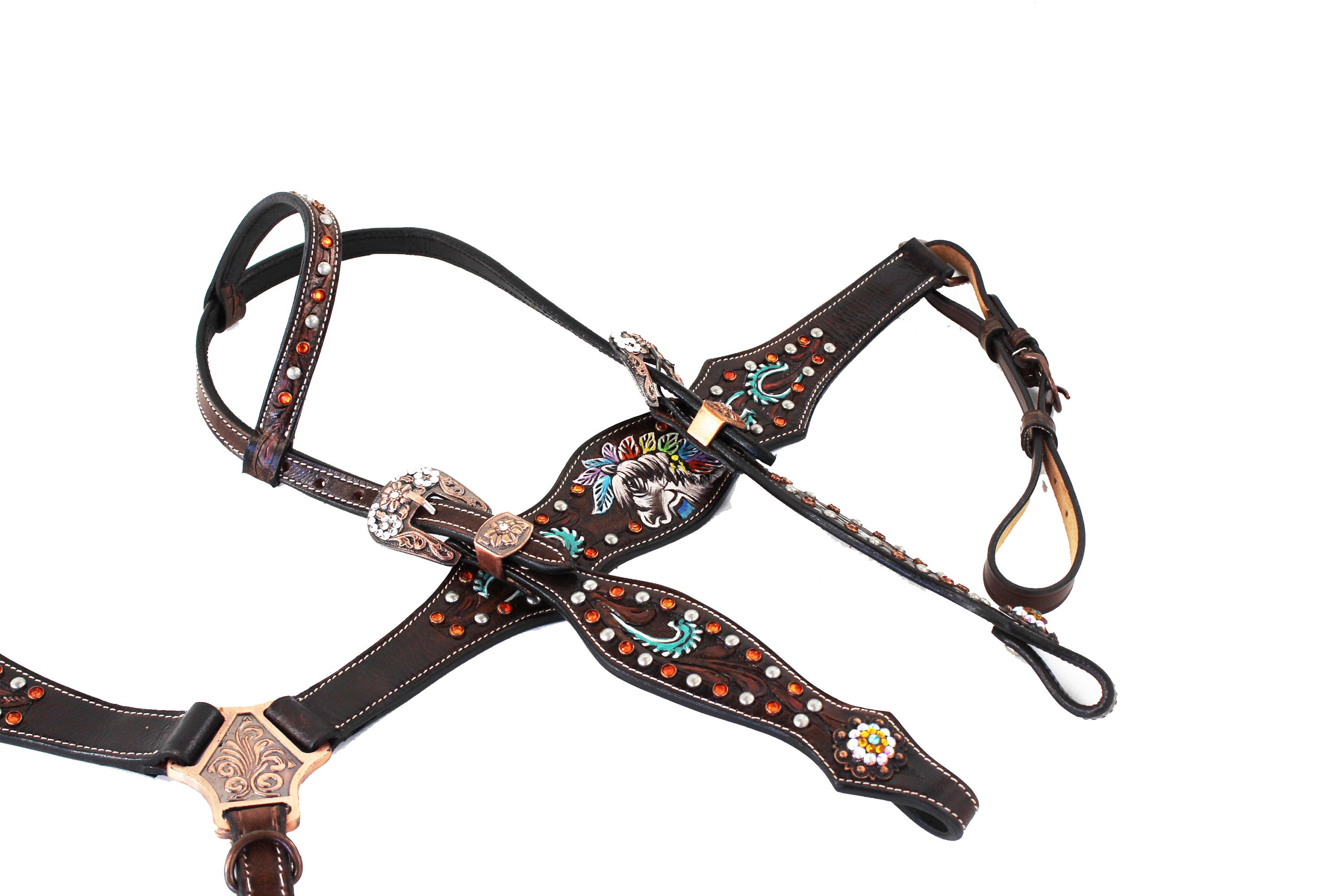 One Ear Horse Bridle set Western Horse Trail Bridle Brown Etsy