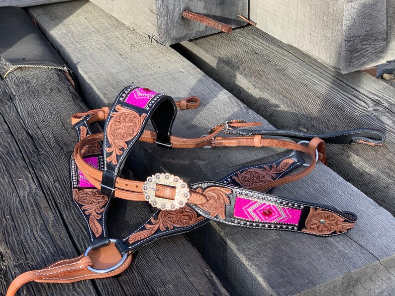 Custom Pink Horse Bridle Set Custom beaded Handmade Western Etsy
