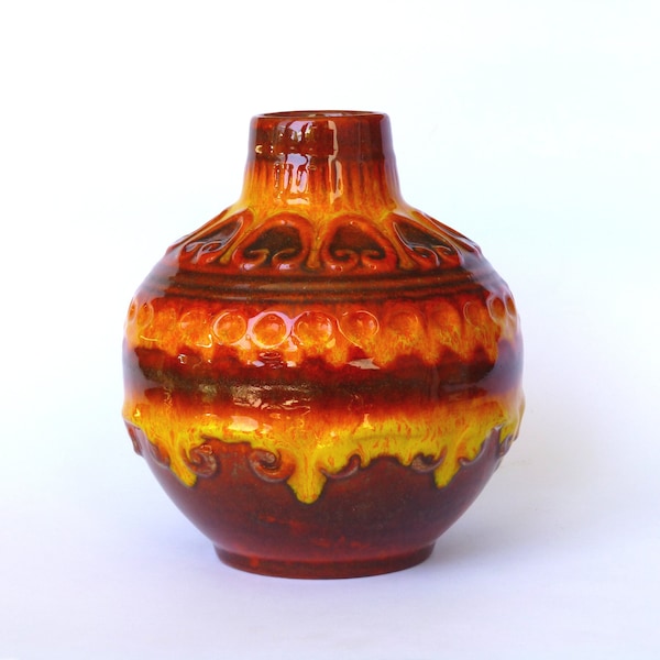 Walter Gerhards WG Ceramic vase 2270/16 Fat Lava Pottery West Germany 60er 70er Retro Vintage Space Age red yellow WGP Marbella Valencia