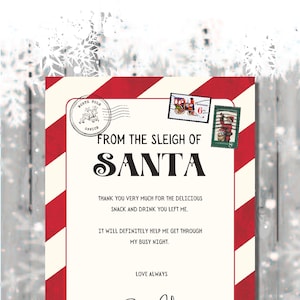 Carta de agradecimiento imprimible digital de Santa