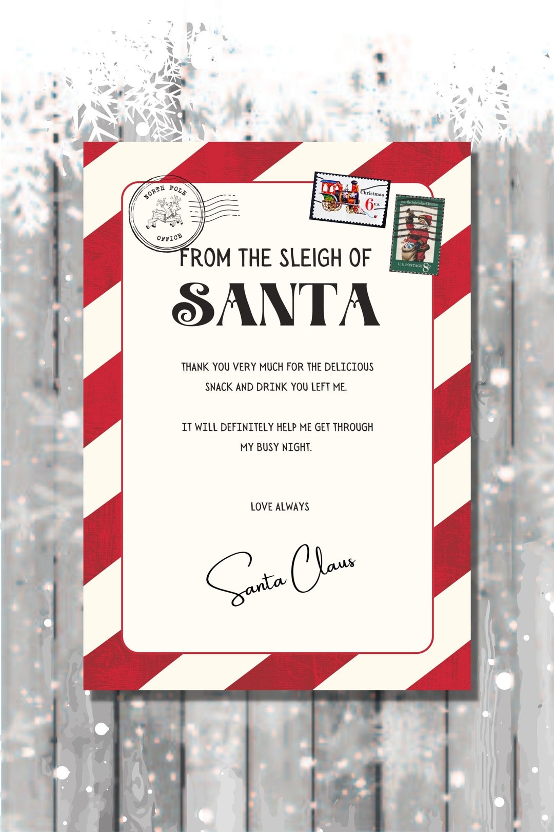 Digital Printable Thank You Letter From Santa - Etsy