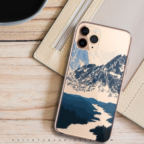 iPhone 15-hoesje, transparant hoesje, bergen, rivieren, iPhone 13-hoesje, iPhone 14 Pro-hoesje, iPhone 12-hoesje, buiten, camping, uniek, iPhone-hoesje