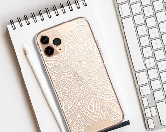 Mandala, iPhone 15-hoesje, mandala-patroon, duidelijk iPhone-hoesje, iPhone 13-hoesje, mandala-kunst, iPhone 14-hoesje, iPhone 12-hoesje, iPhone-hoesje, cadeau