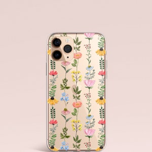 Clear iPhone Case, Cute Flowers, iPhone 13 Case, iPhone 12 Case, iPhone 15 Case, iPhone 14 Case, String of Flowers, Floral Art, Galaxy Case