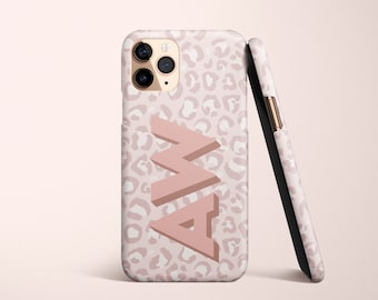 Leopard Print, iPhone 13 Case, Monogram Case, iPhone 15 Pro Max Case, iPhone 14 Case, Personalized Case, Big Initials, Trendy, Galaxy S23