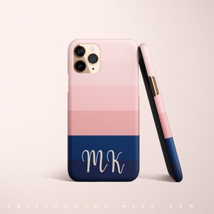 iPhone 15 Pro Max Case Pink and Blue Stripes iPhone 15 Case Personalized Initials iPhone 14 Case Monogram Striped Case iPhone 13 Galaxy Case