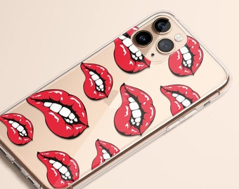 Funda para iPhone 15, Labios, Funda para iPhone 14, Funda transparente, Funda para iPhone 13, Labios sensuales, Funda para iPhone 12 Pro, Funda para iPhone 15 Pro, Funda para iPhone, Regalo para chica