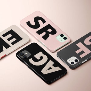 iPhone 12-hoesje, monogram iPhone-hoesje, iPhone 15-hoesje, iPhone 14-hoesje, iPhone 15 Pro-hoesje, gepersonaliseerd, grote initialen, Galaxy-hoesje, aangepast